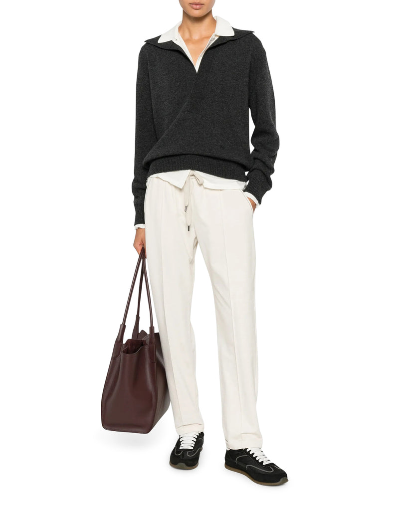 PANTALONE TRACK IN FELPA LEGGERA DI COTONE STRETCH CON MONILE