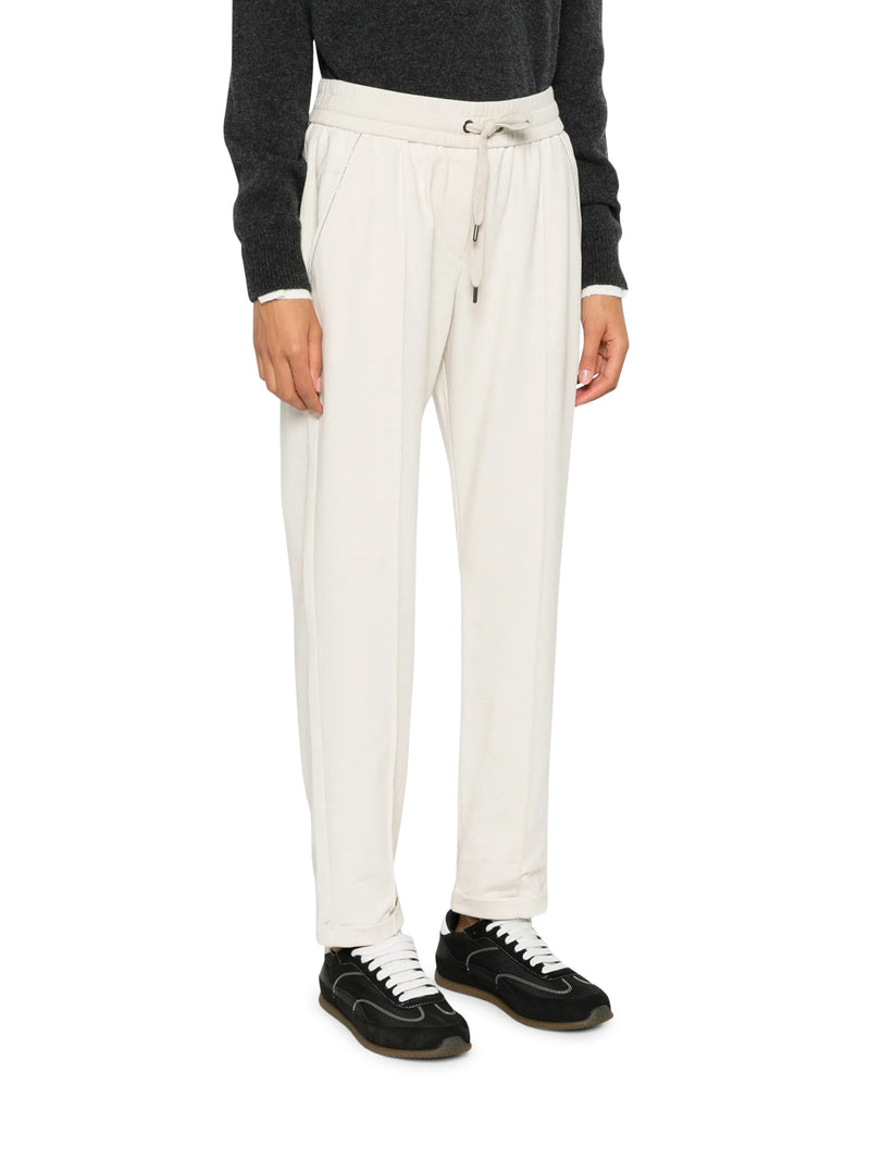 PANTALONE TRACK IN FELPA LEGGERA DI COTONE STRETCH CON MONILE