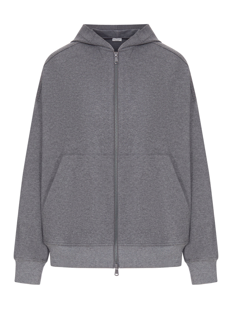 FELPA CON CAPPUCCIO E ZIP