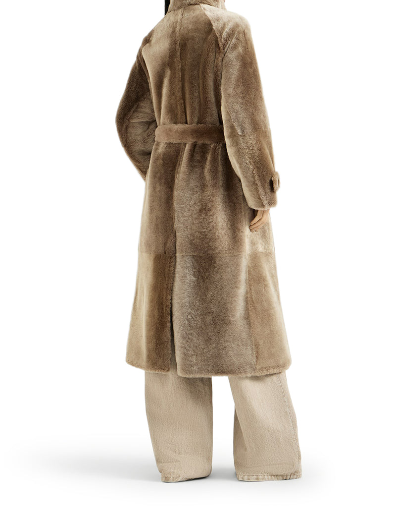 CAPPOTTO IN SHEARLING CON CINTURA E MONILE