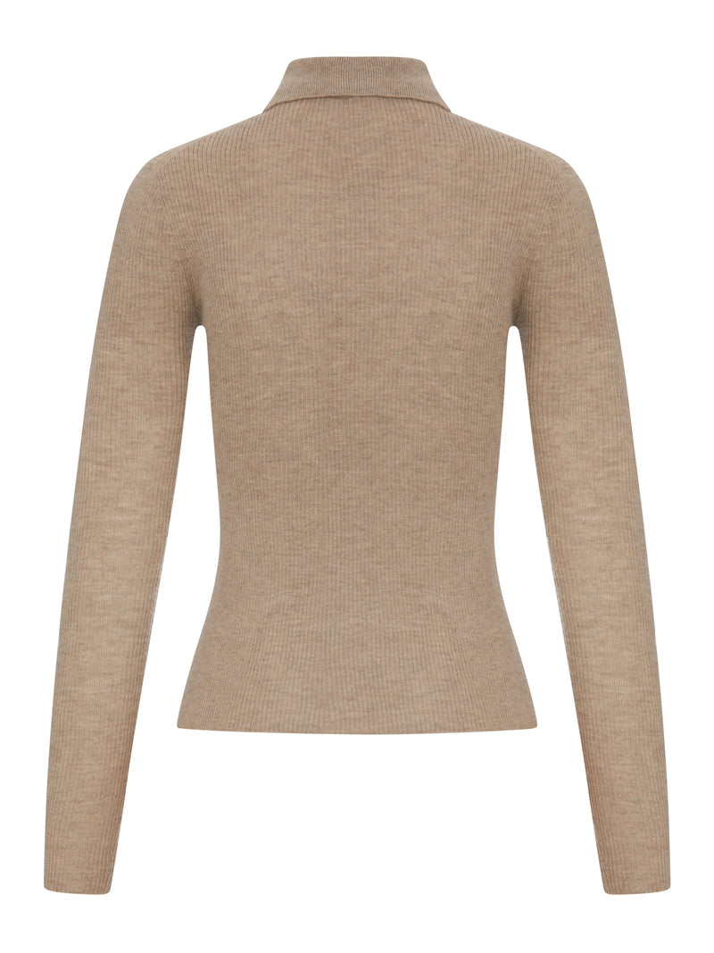 POLO IN MAGLIA BEIGE A COSTE