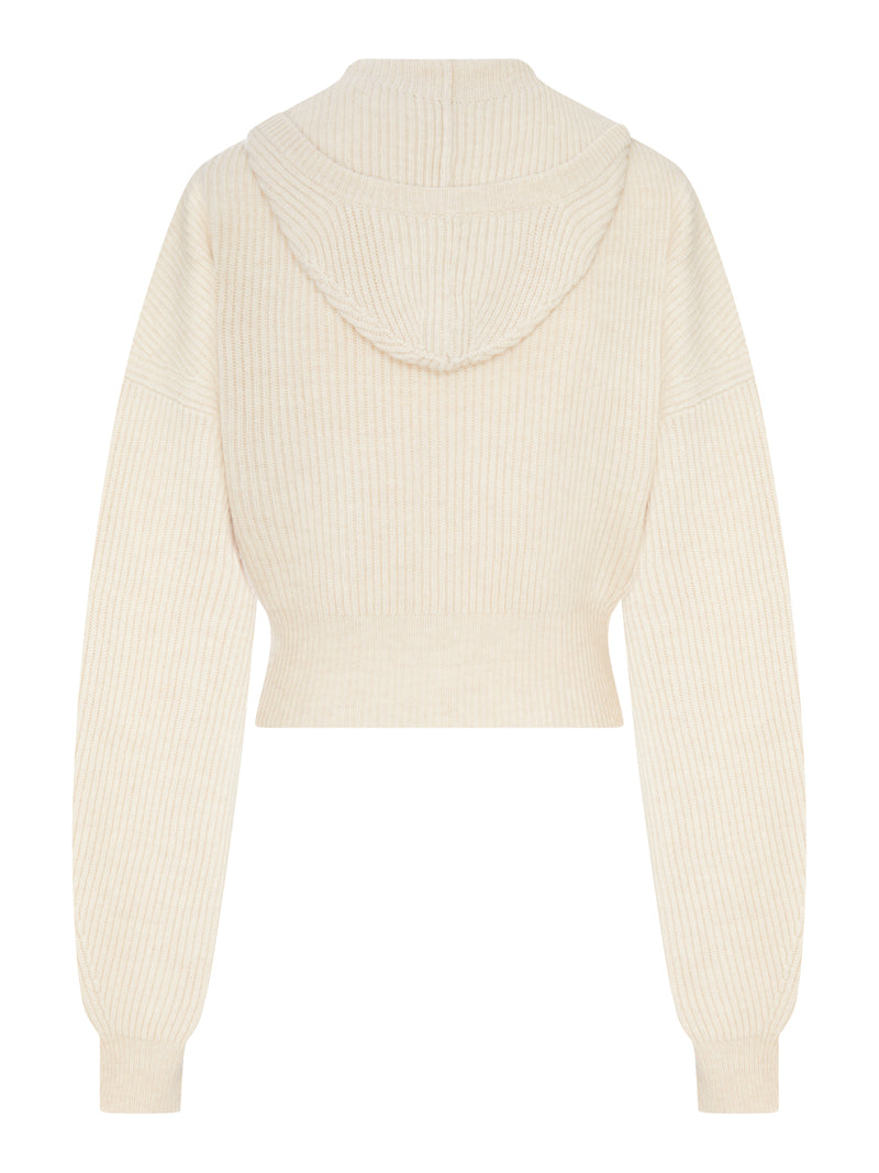 CARDIGAN IN LANA A COSTE CON COLLETTO AMPIO