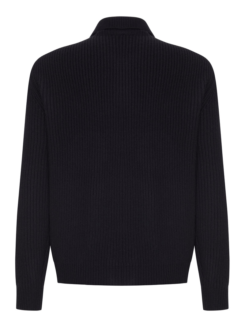CARDIGAN IN MAGLIA A COSTE CON COLLETTO E BOTTONI