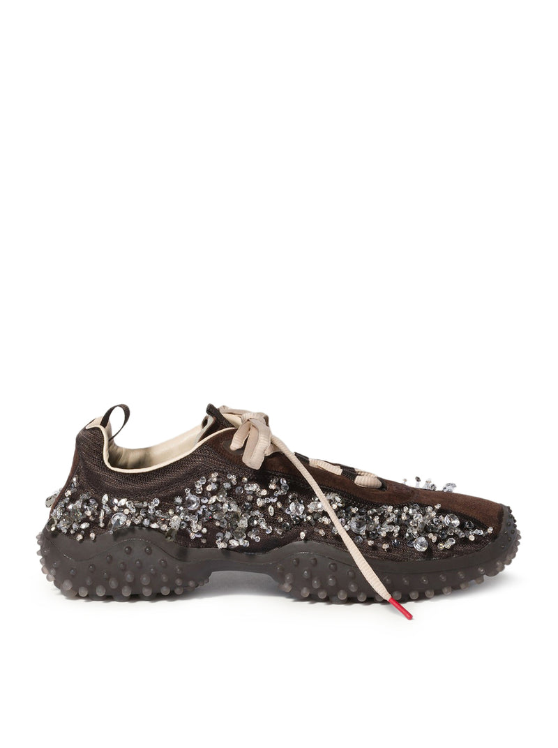 SNEAKERS BUBBLE IN TESSUTO TECNICO E PELLE SCAMOSCIATA CON RICAMI