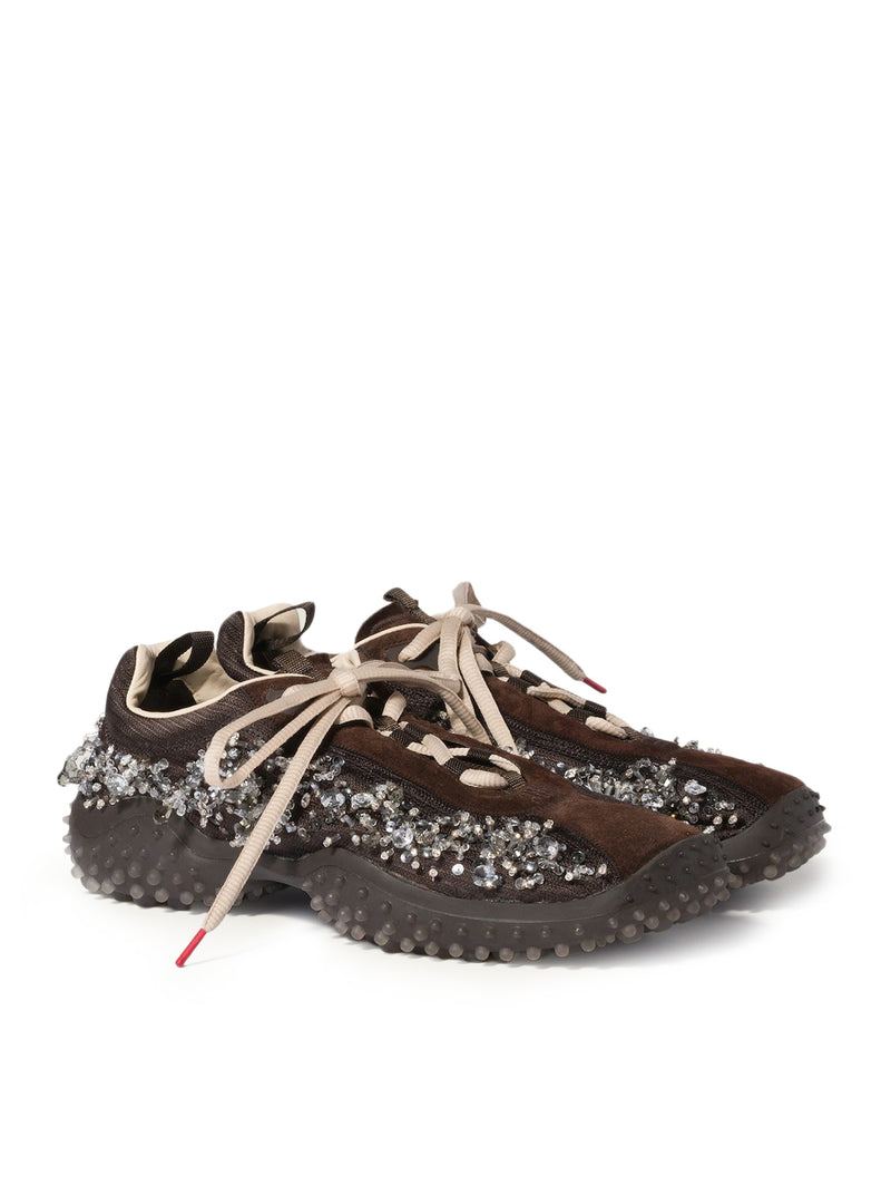 SNEAKERS BUBBLE IN TESSUTO TECNICO E PELLE SCAMOSCIATA CON RICAMI