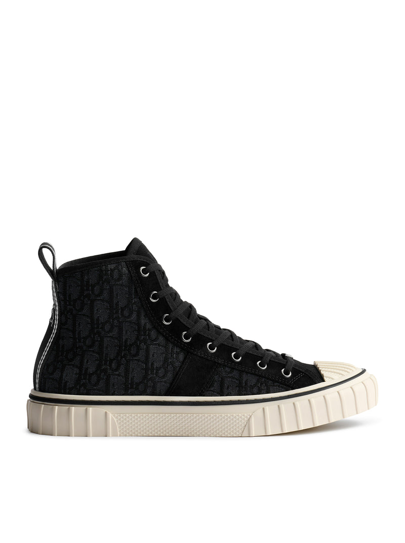 SNEAKER ALTA HOOPER IN JACQUARD OBLIQUE NERO
