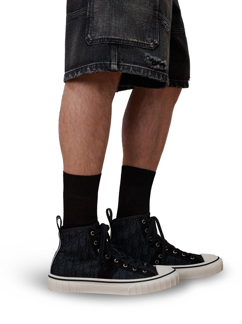 SNEAKER ALTA HOOPER IN JACQUARD OBLIQUE NERO
