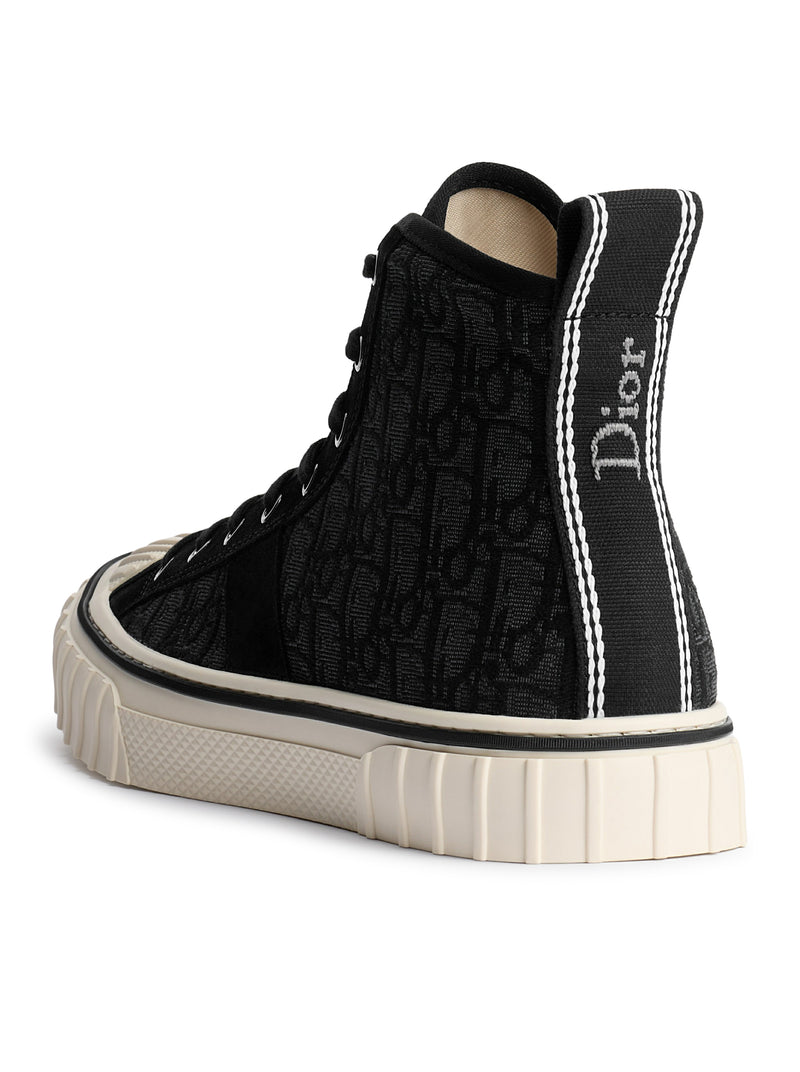 SNEAKER ALTA HOOPER IN JACQUARD OBLIQUE NERO
