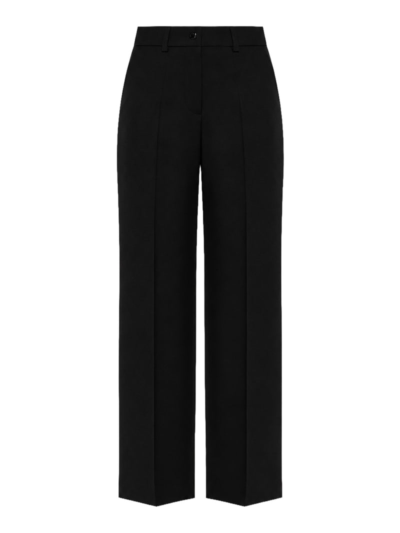 PANTALONI A GAMBA LARGA IN LANA CON PATCH SUL RETRO