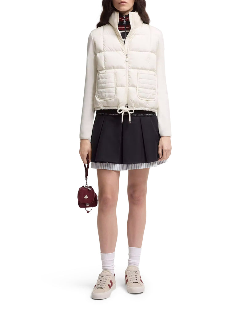 CARDIGAN IMBOTTITO IN LANA CON ZIP E TRAPUNTATURA A QUADRI