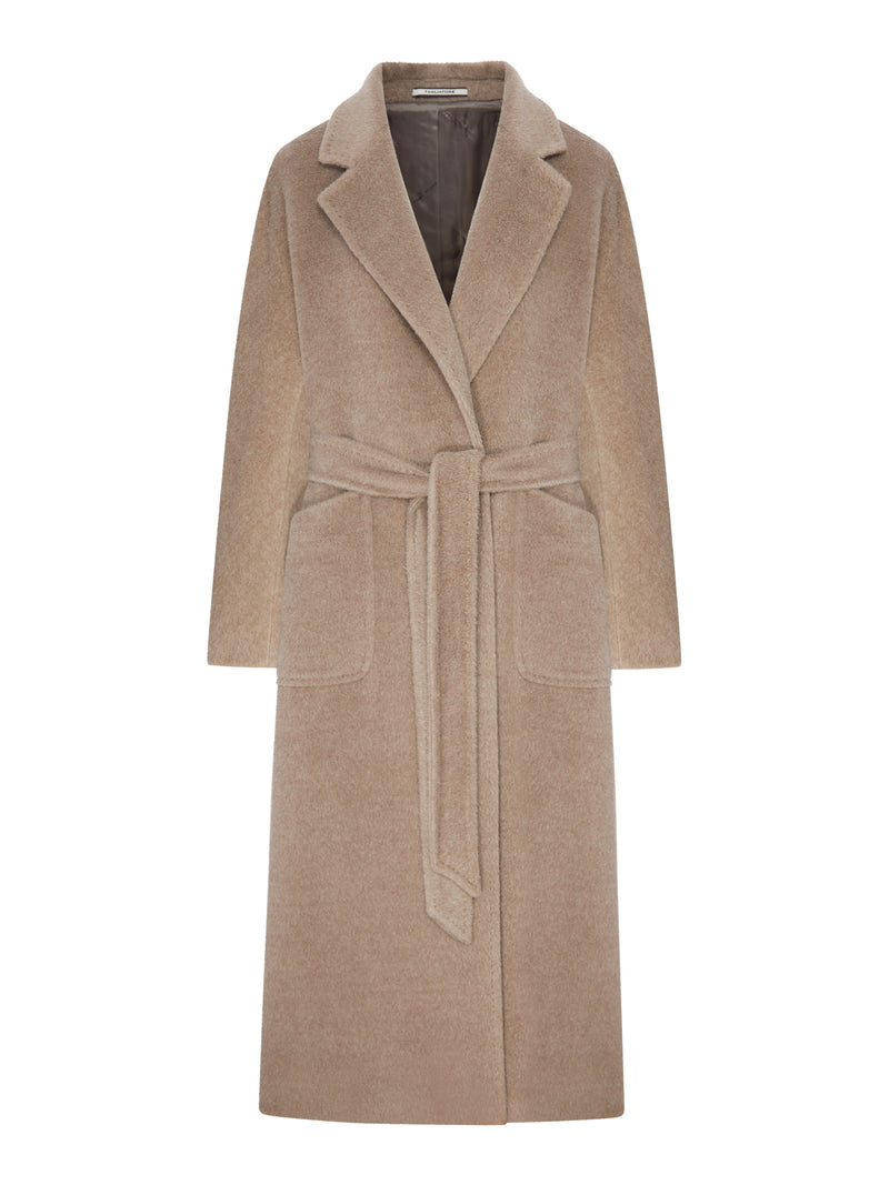 CAPPOTTO LUNGO BEIGE CON CINTURA