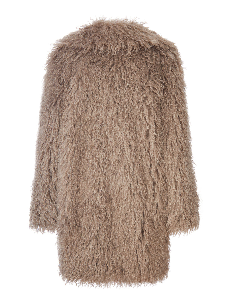 CAPPOTTO IN MONTONE RICCIATO CON COLLO AMPIO