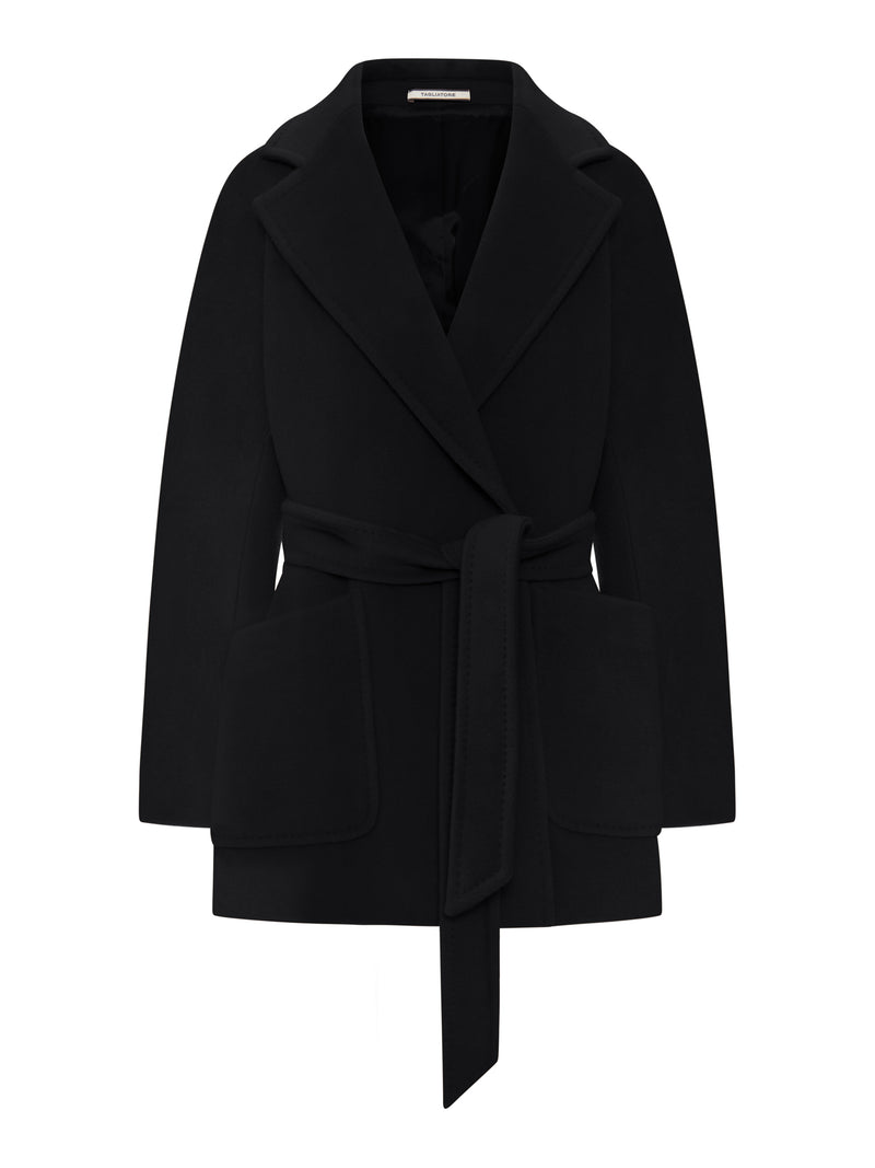 CAPPOTTO CORTO CON CINTURA IN MISTO LANA E SETA