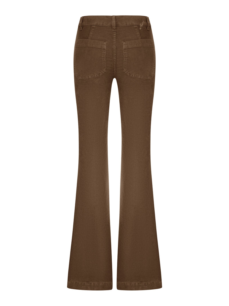 PANTALONI FLARE IN VELLUTO A COSTE CON TASCHE APPLICATE