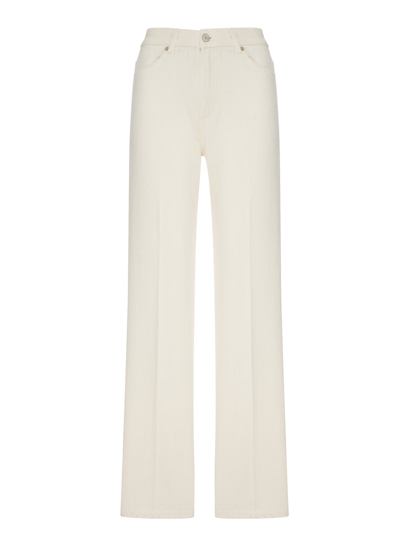 JEANS DRITTO IN DENIM BIANCO CON SALPA LOGATA