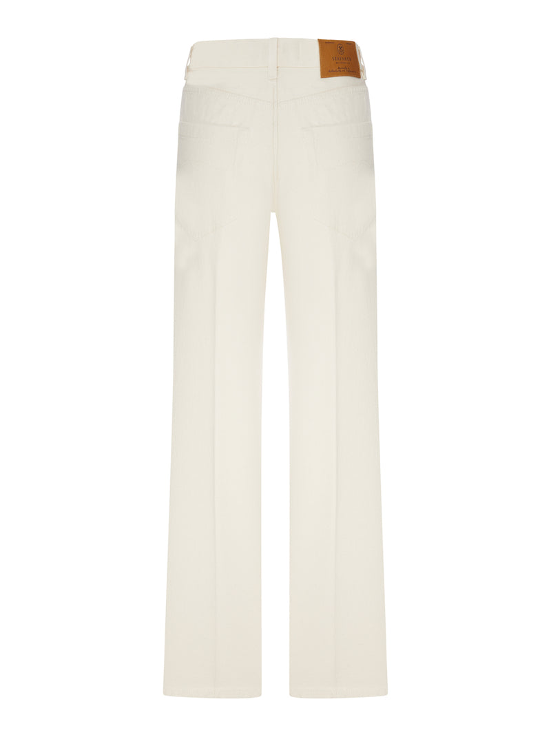 JEANS DRITTO IN DENIM BIANCO CON SALPA LOGATA