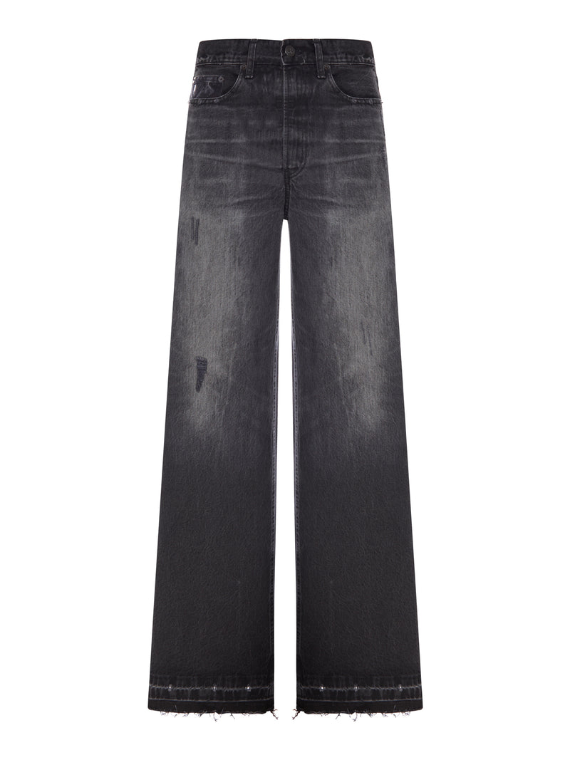 JEANS SKATER LOOSE NERO CON LAVAGGIO DÉLAVÉ EFFETTO VINTAGE
