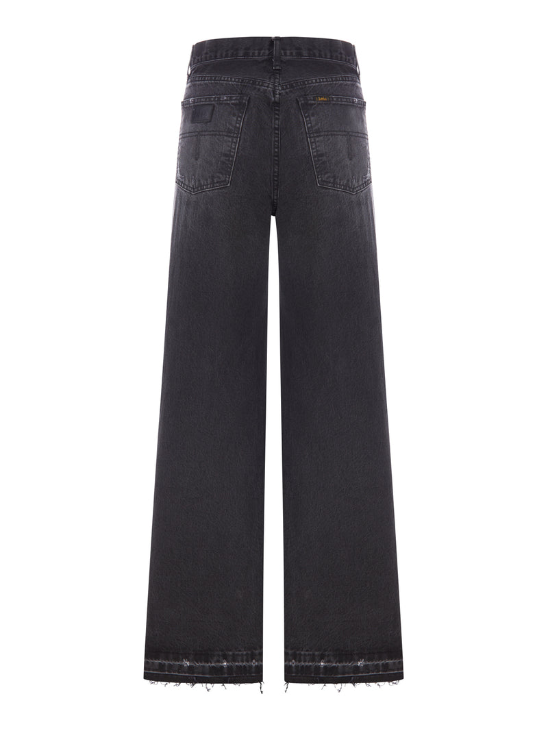 JEANS SKATER LOOSE NERO CON LAVAGGIO DÉLAVÉ EFFETTO VINTAGE