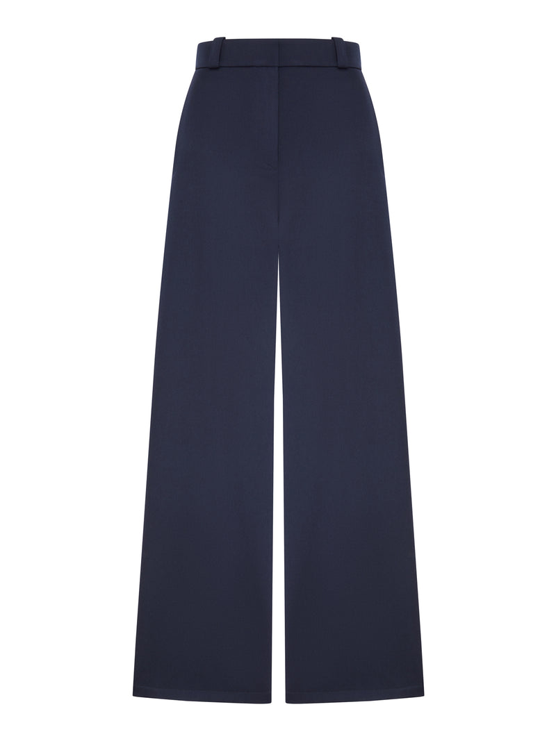 PANTALONI IN LANA TUXEDO SENZA PINCE A GAMBA LARGA