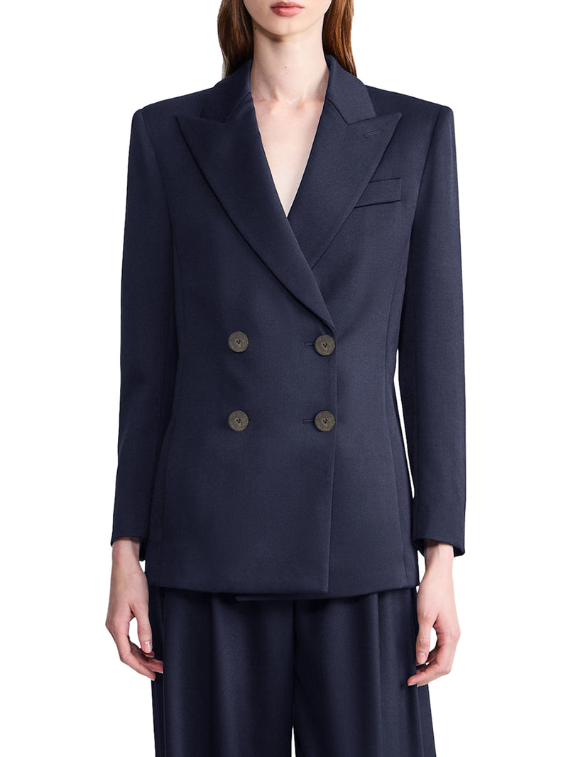 BLAZER DOPPIOPETTO IN LANA DOUBLE CON REVERS A LANCIA