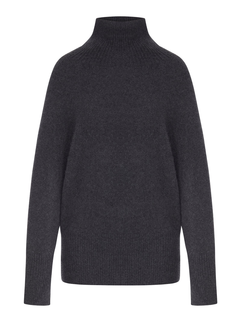 MAGLIA A COLLO ALTO IN CASHMERE RASATO