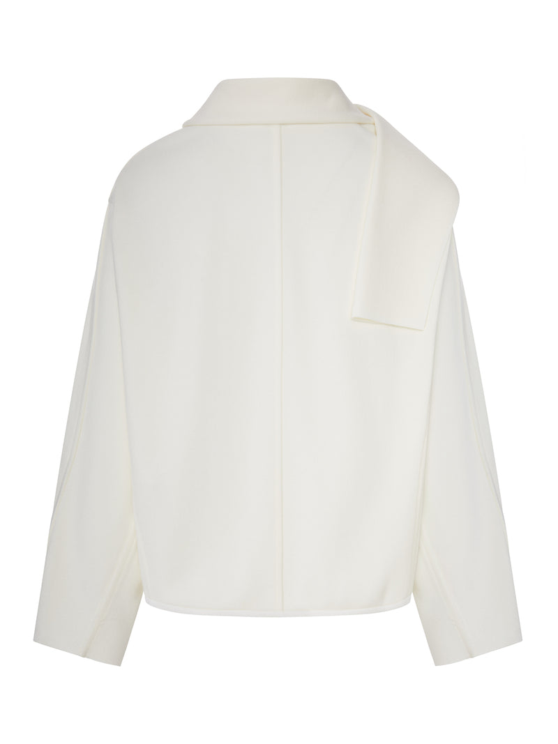 MAGLIONE IN TESSUTO STRUTTURATO CON SCIARPA INTEGRATA