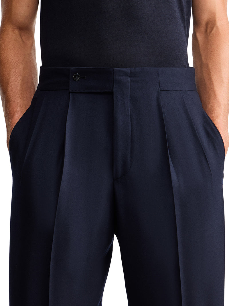 PANTALONI OVER IN LANA VERGINE FLUIDA CON PENCES