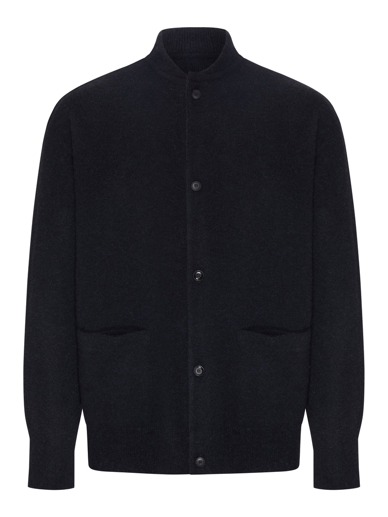 CARDIGAN NERO CON COLLO ALTO