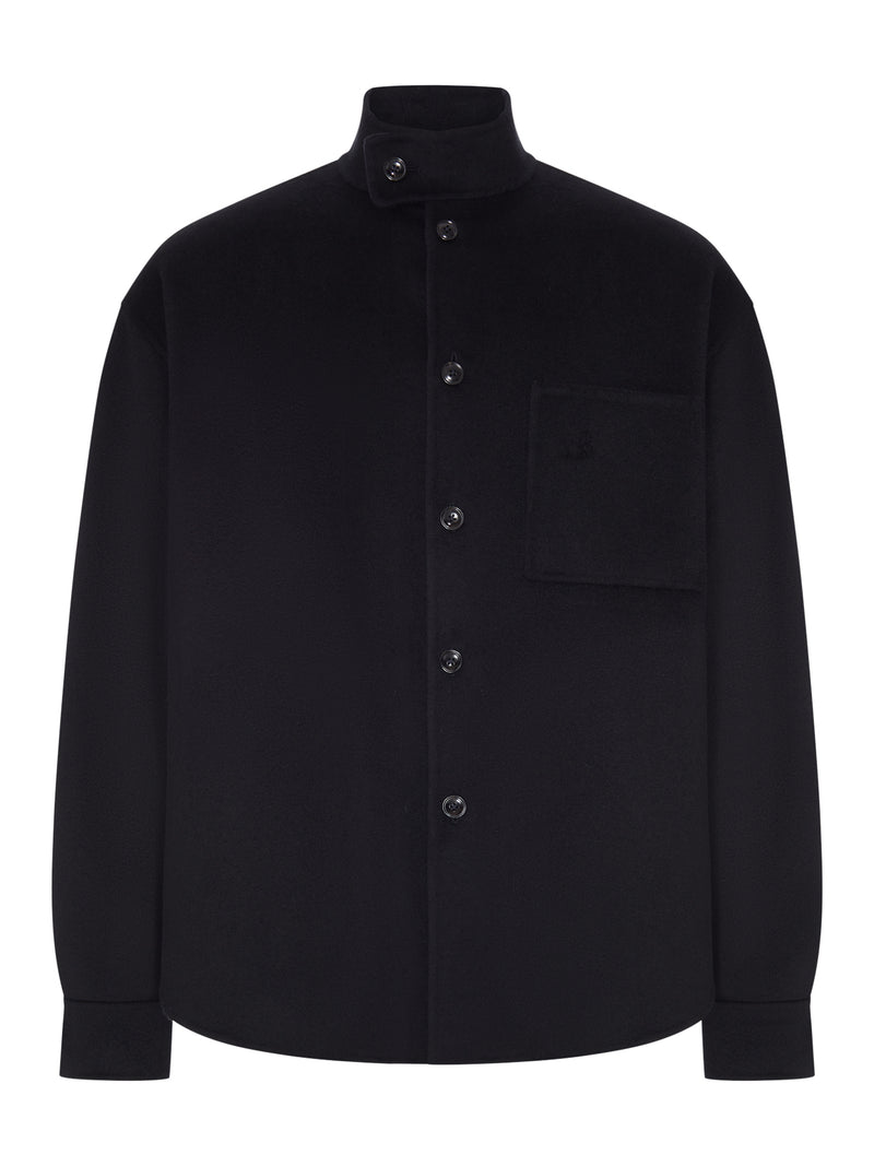 GIACCA CAMICIA IN PANNO CON COLLO ALTO