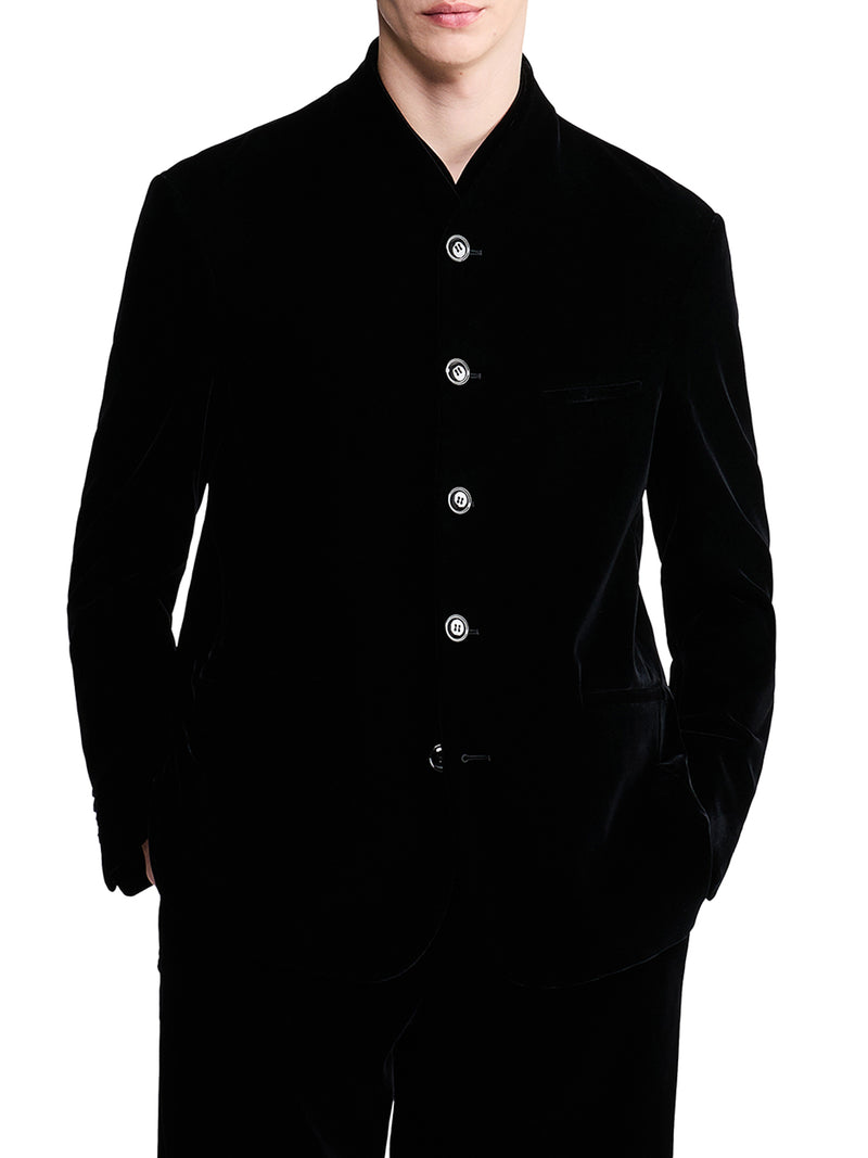 BLAZER IN VELLUTO LISCIO DI VISCOSA E CUPRO