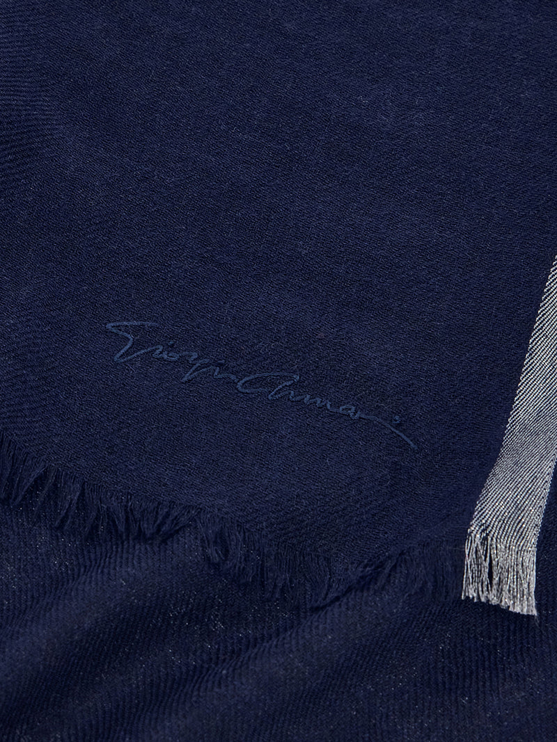 STOLA IN CASHMERE E SETA CON BORDO LUCIDO IN VISCOSA