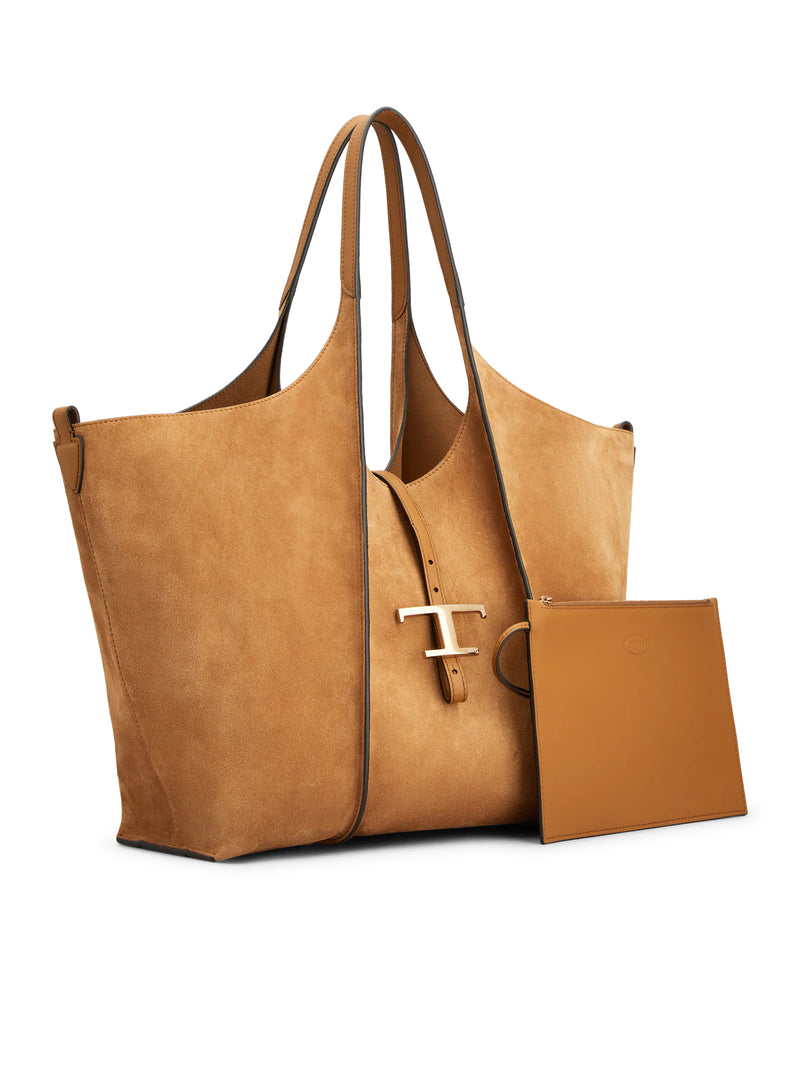 BORSA SHOPPING IN CAMOSCIO CON MANICI SOTTILI
