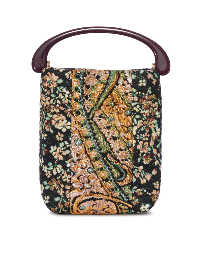 BORSA A SECCHIELLO IN TESSUTO JACQUARD CON MANICO RIGIDO
