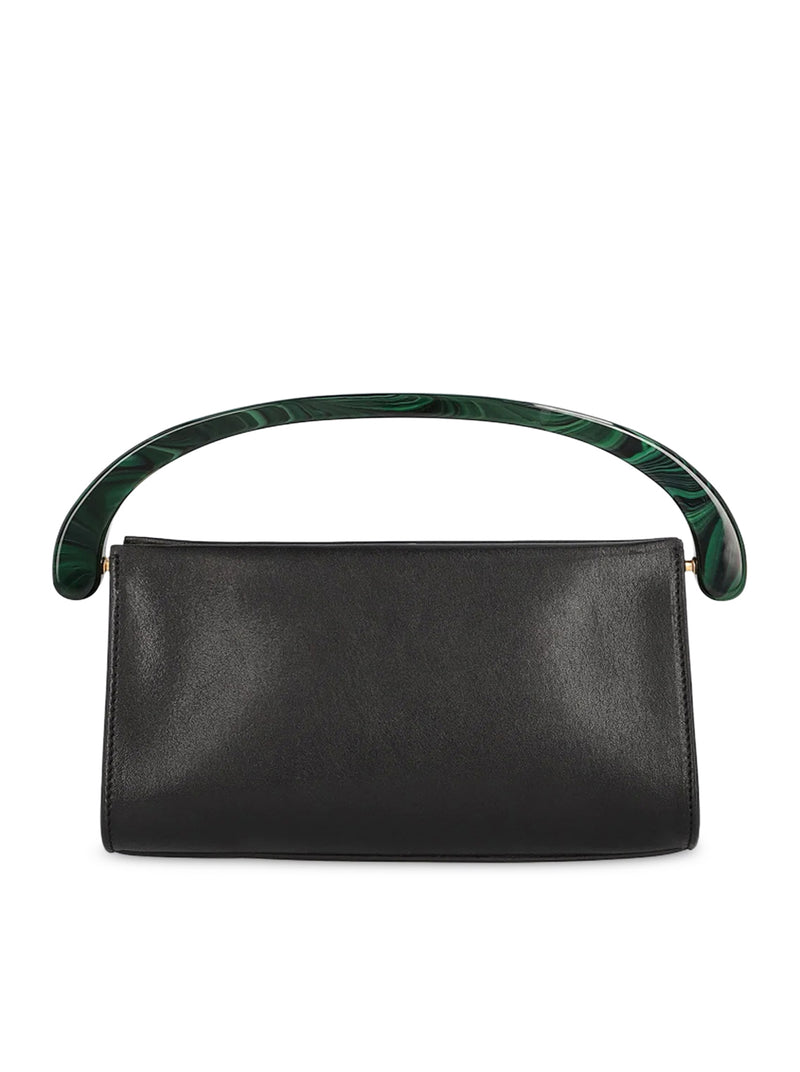 BORSA PICCOLA IN PELLE LISCIA CON MANICO IN RESINA