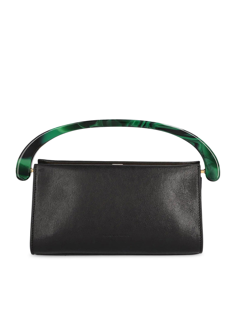 BORSA PICCOLA IN PELLE LISCIA CON MANICO IN RESINA
