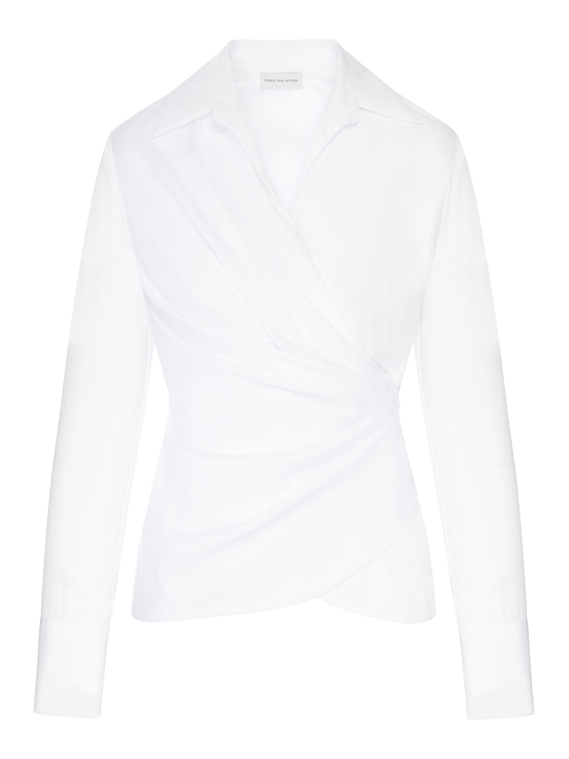 CAMICIA BIANCA DRAPPEGGIATA A PORTAFOGLIO