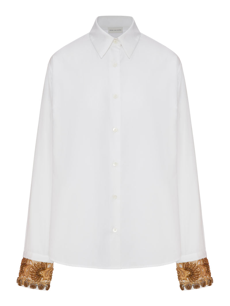 CAMICIA BIANCA CON POLSINI RICAMATI