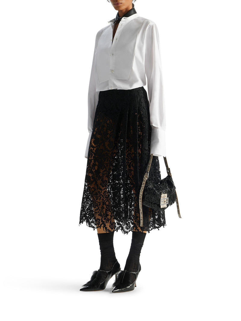 GONNA IN PIZZO MACRAMÈ NERO