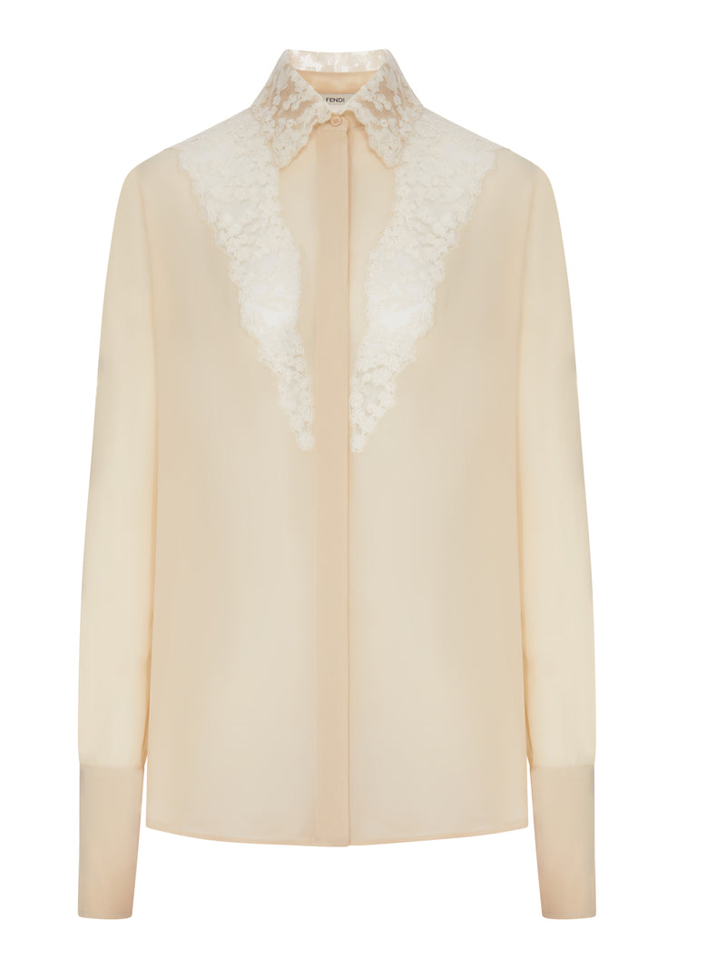 CAMICIA IN GEORGETTE CON INSERTI IN PIZZO