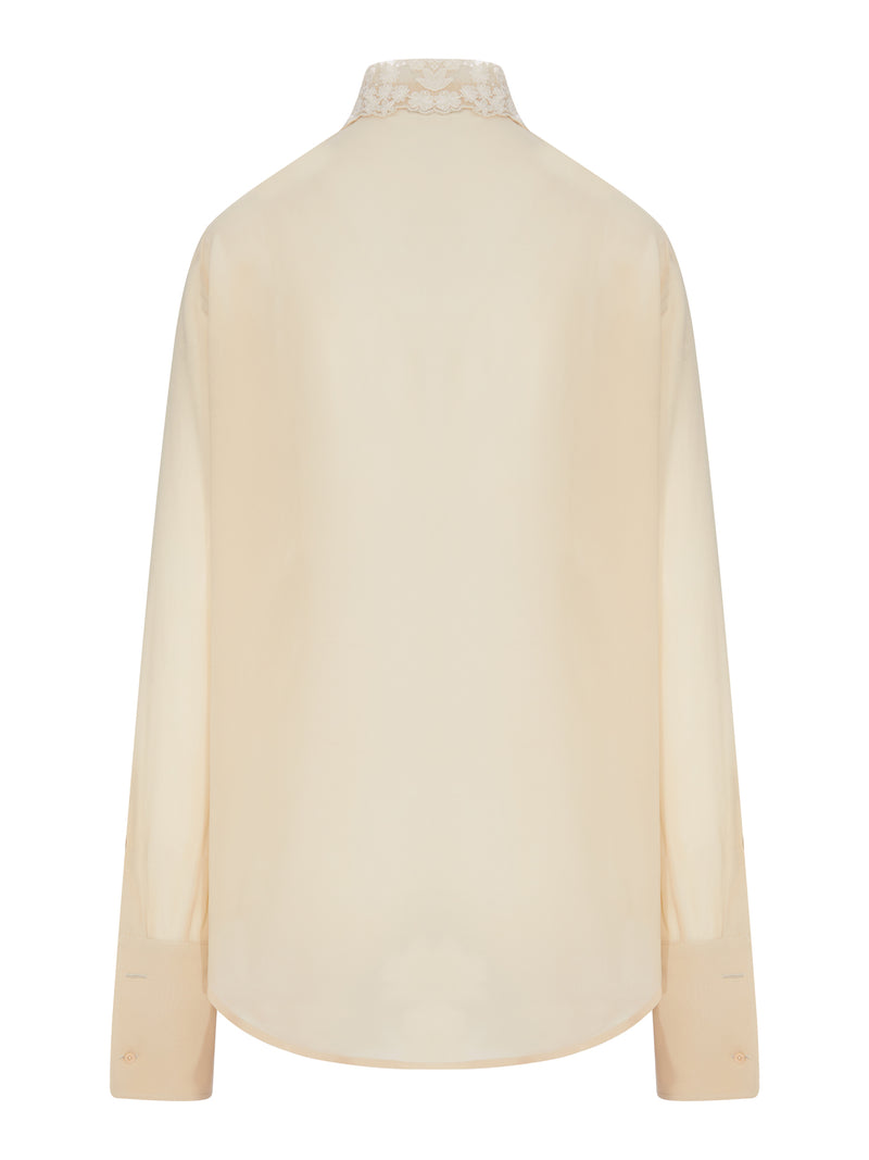 CAMICIA IN GEORGETTE CON INSERTI IN PIZZO