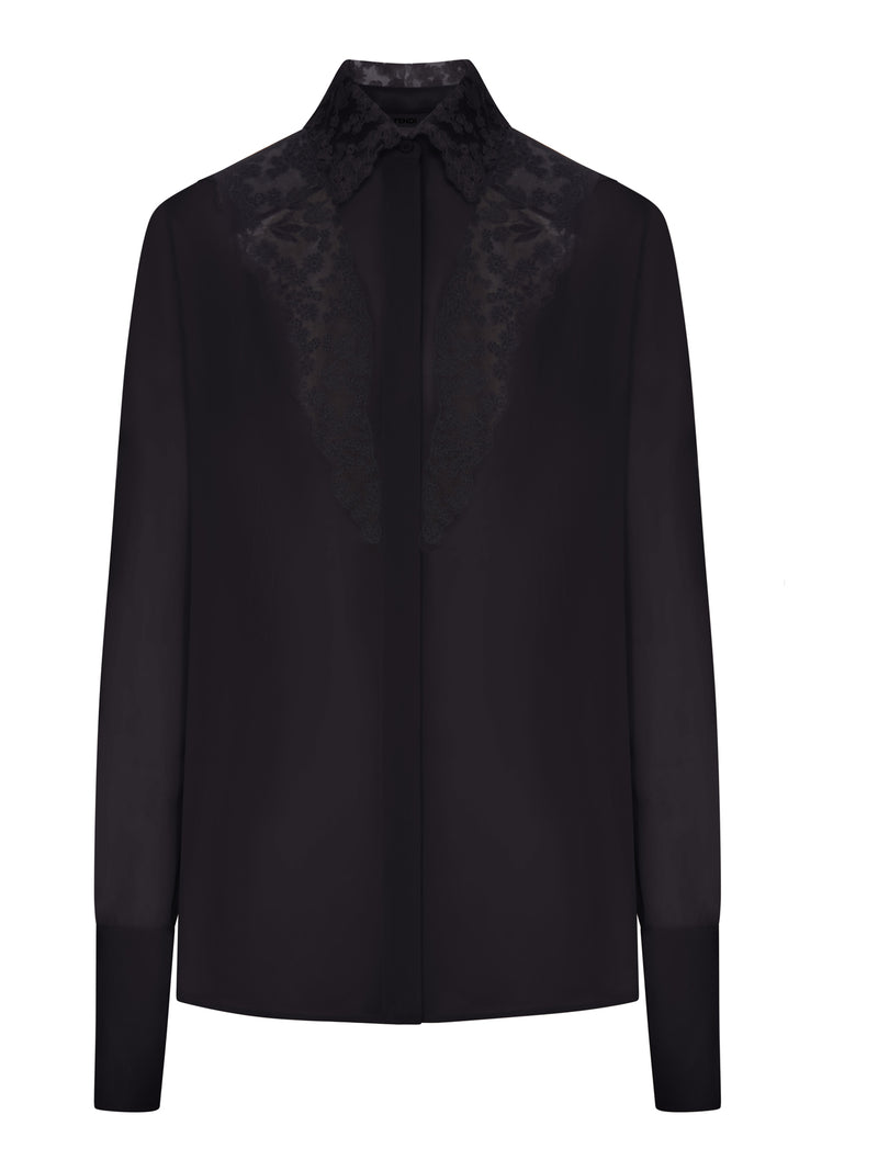 CAMICIA IN GEORGETTE CON INSERTI IN PIZZO