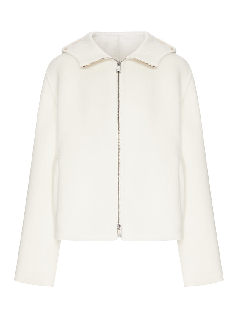 BLOUSON FF CON ZIP E CAPPUCCIO IN MISTO LANA