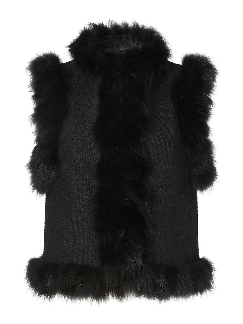 GILET IN LANA CON INSERTI IN PELLICCIA DI VOLPE
