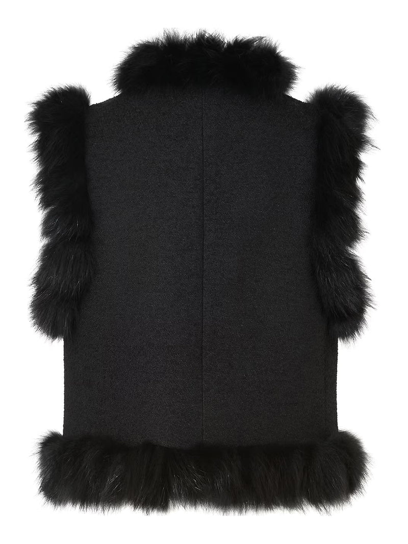 GILET IN LANA CON INSERTI IN PELLICCIA DI VOLPE
