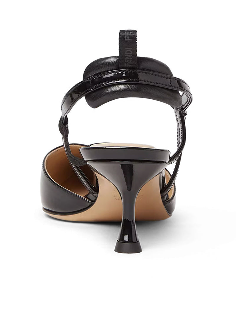 SLINGBACK VERY COLIBRÌ CON TACCO MEDIO IN PELLE VERNICIATA NERA