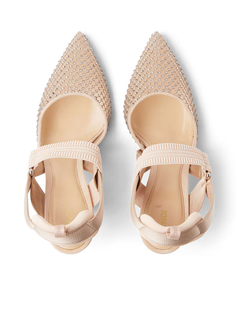 SLINGBACK COLIBRÌ CON TACCO ALTO IN MESH E CAMOSCIO ROSA
