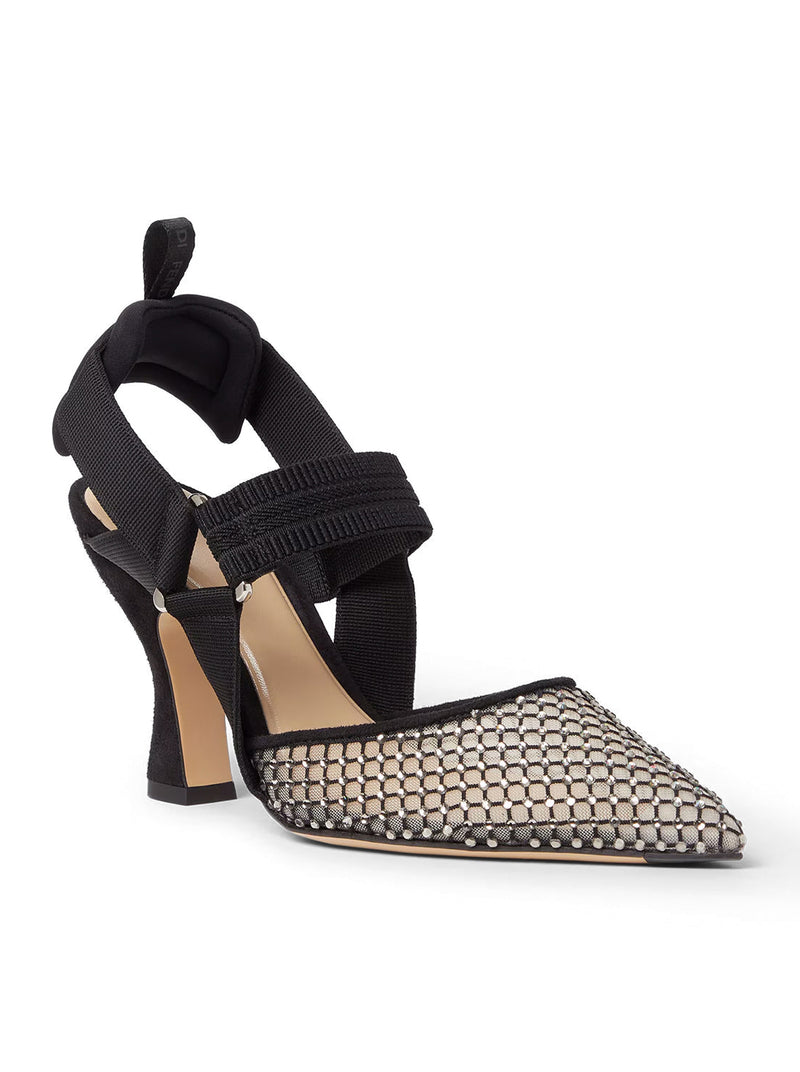 SLINGBACK COLIBRÌ CON TACCO ALTO IN MESH E CAMOSCIO NERO