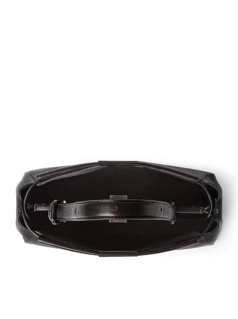 BORSA MY PEEKABOO® MEDIA IN PELLE NERA CRACKLED