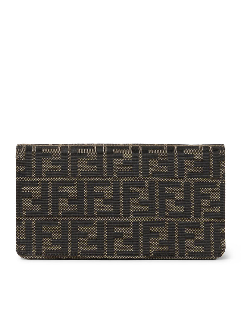 PORTAFOGLIO IN JACQUARD FF ZUCCA E PELLE MARRONE