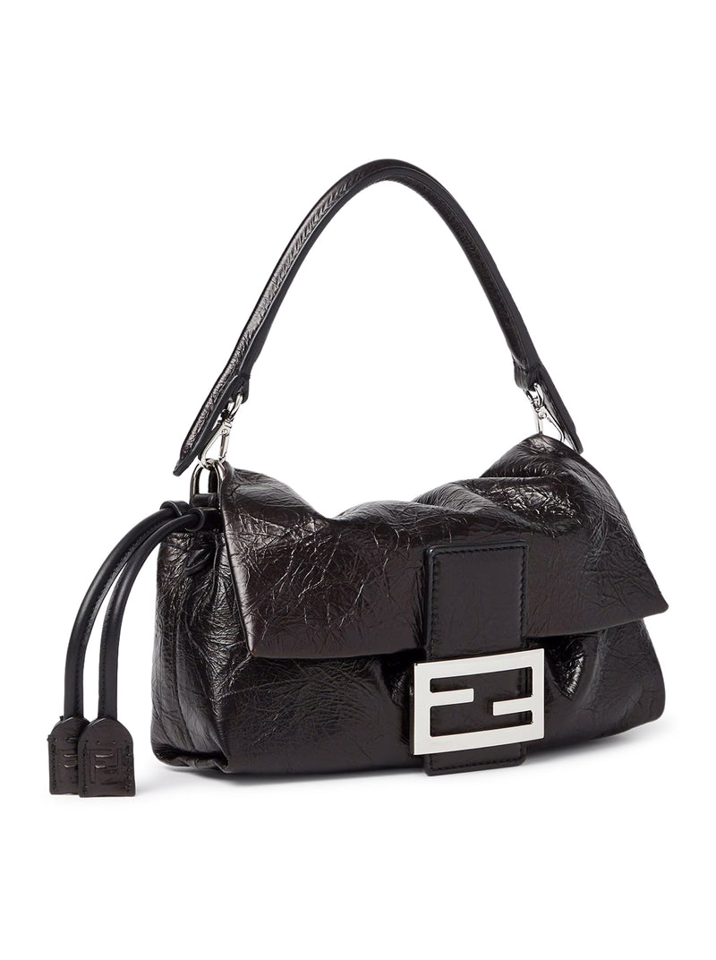 BORSA IN PELLE NERA CRACKLED BAGUETTE® SOFT SMALL
